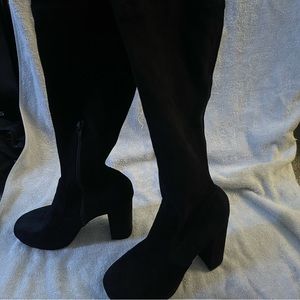 Suede thigh high boots